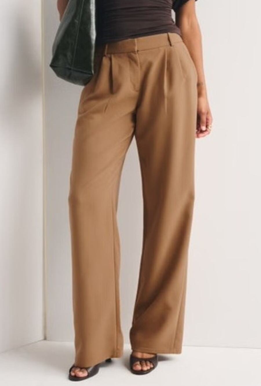 Abercrombie Sloane Wide Leg Trousers Pants Size 00S Camel Work Career Office